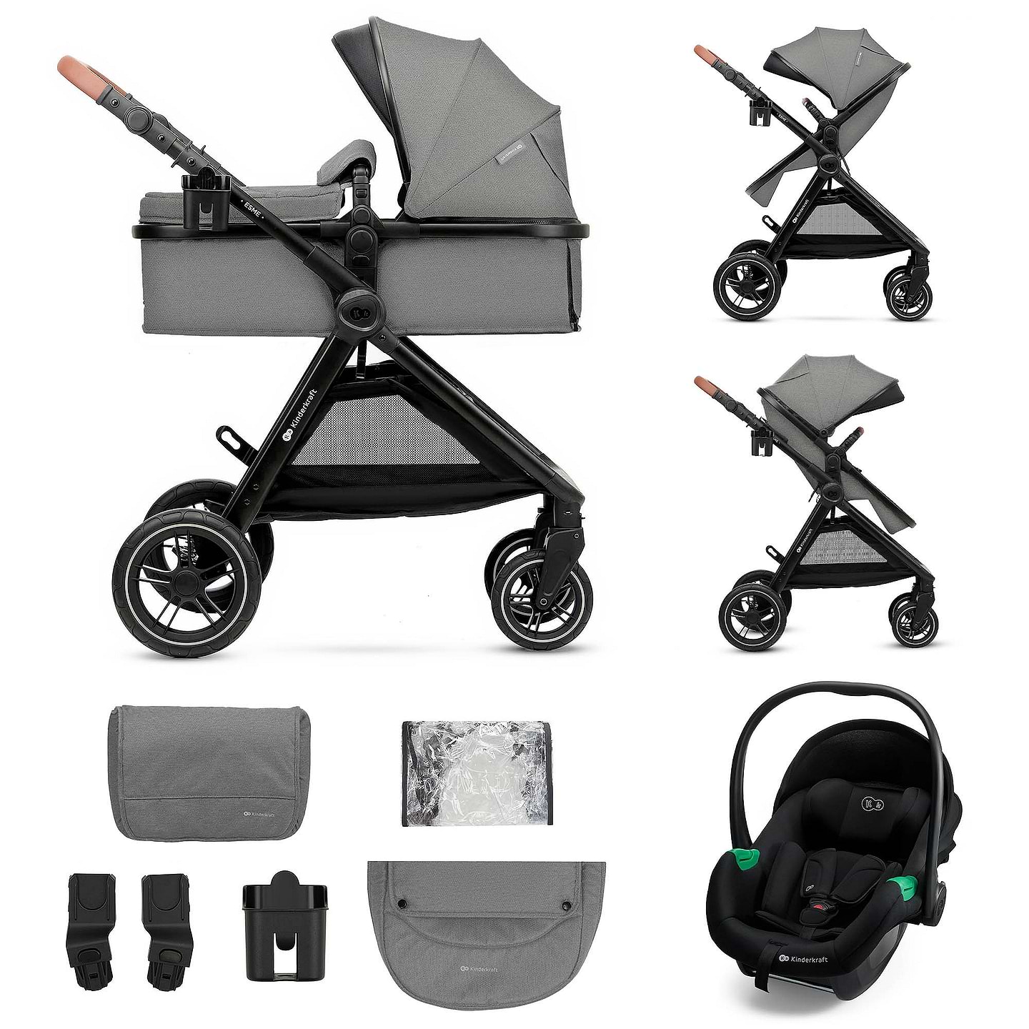 Коляска універсальна 3 в 1 Kinderkraft Esme Pro Gray (KSESME00GRY300N)