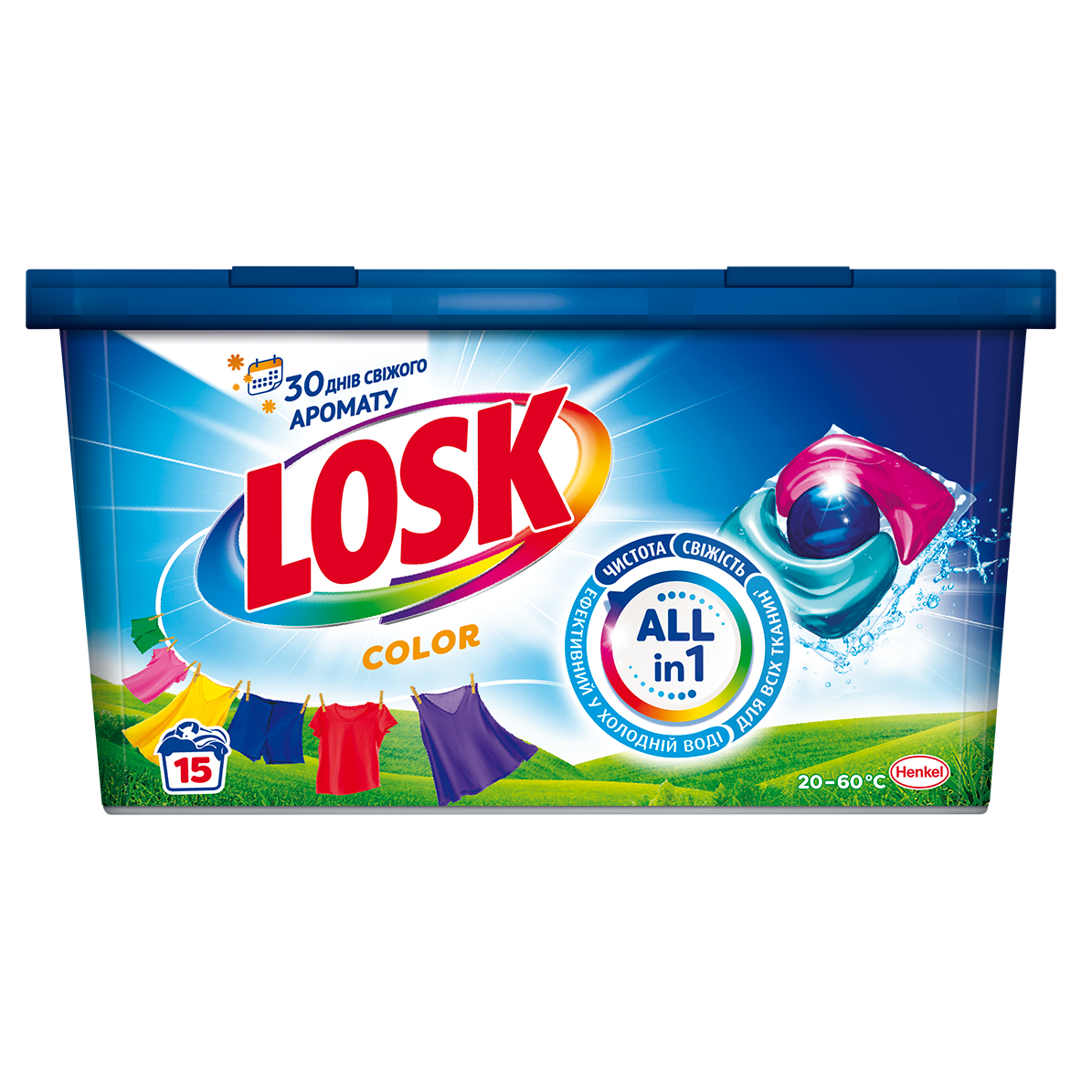 Капсули для прання Losk тріо-капсули Колор 15 шт