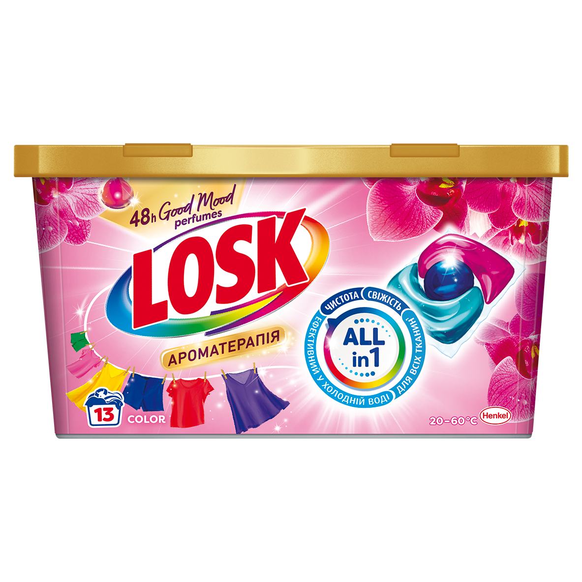 Капсули для прання Losk тріо-капсули АТ Ефірні масла та аромат Малазійська квітка 13 шт