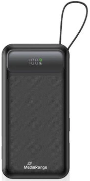 Батарея мобильная MediaRange Powerbank 20.000 mAh, USB-C, Lightning Charging Cables, Black (MRMA756)