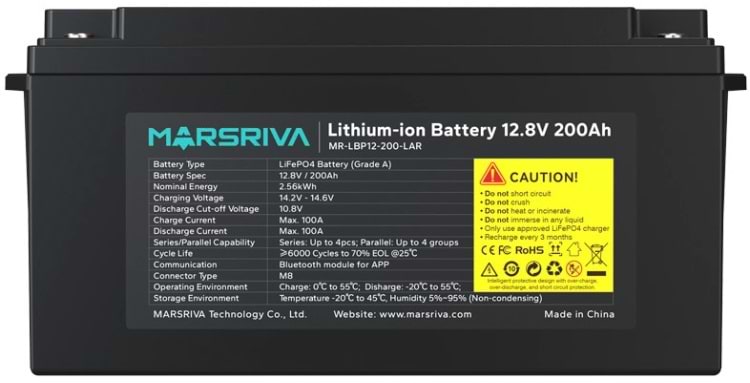 Акумулятор для ДБЖ Marsriva 12.8V 200Ah (MR-LBP12-200-LAR)