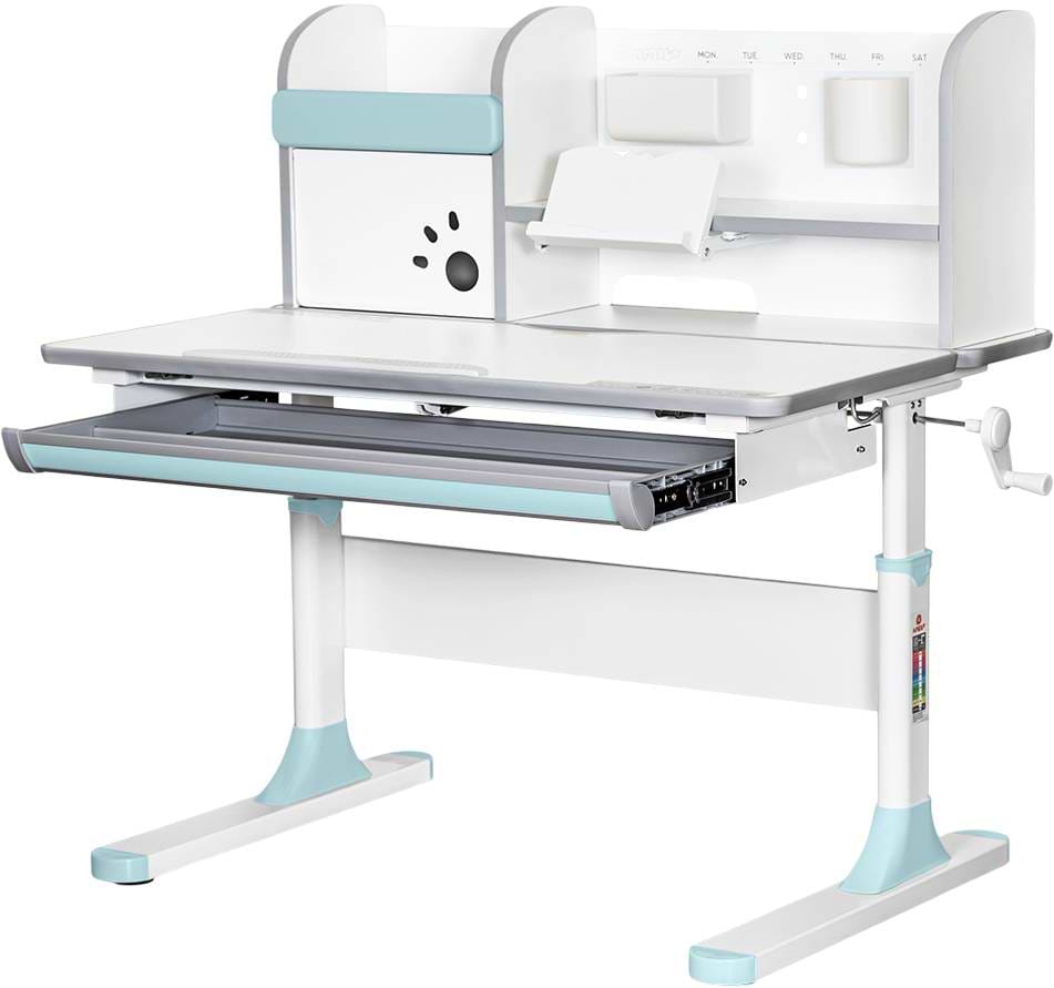 Парта шкільна Mealux Edmonton Multicolor BL (BD-610 W/MC + BL з полицею)