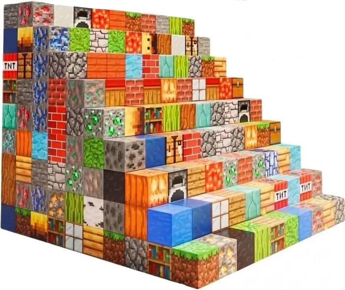 Магнітний конструктор Minecraft 110 деталей + 6 фігурок (6948679457784)
