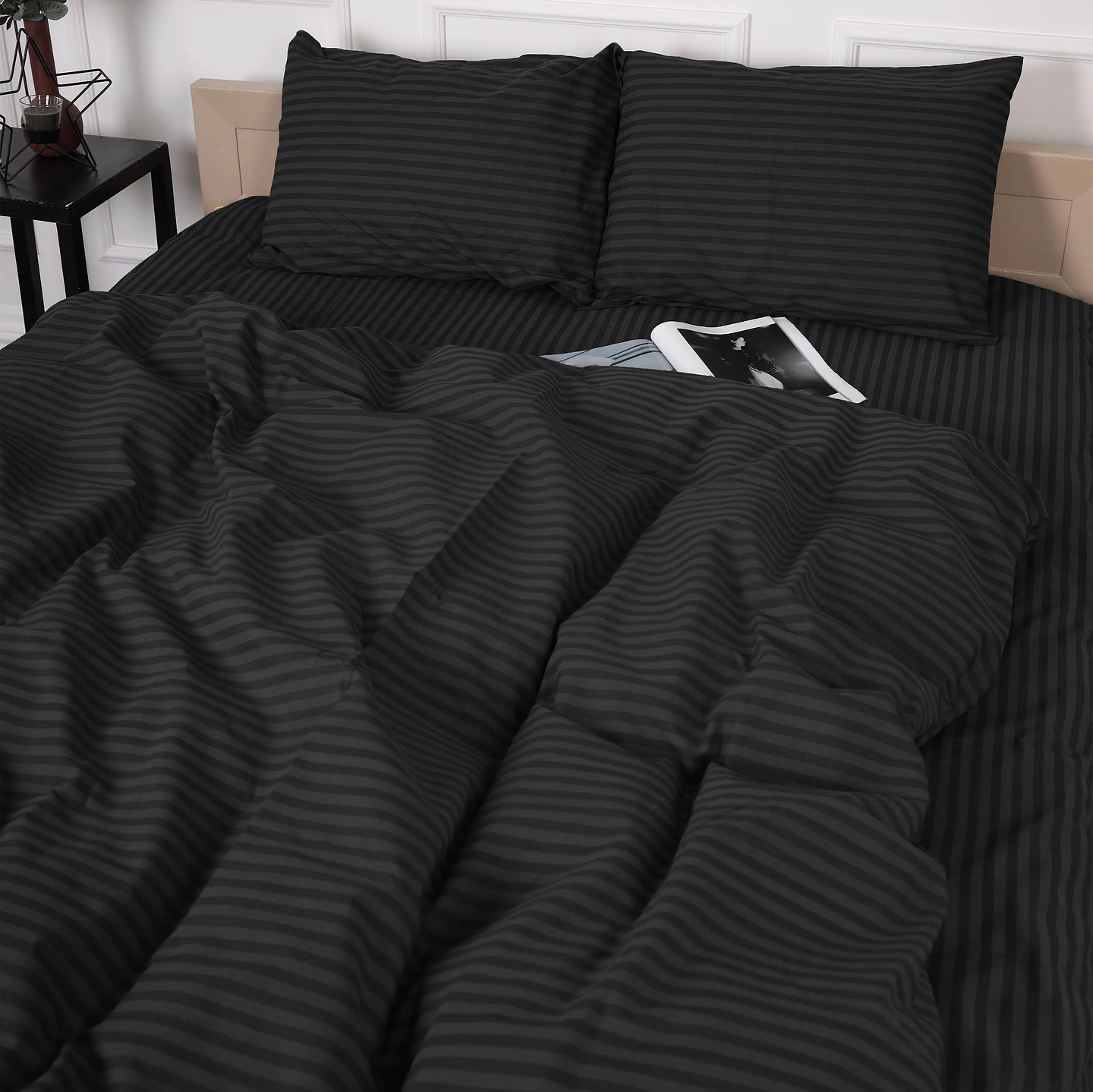 Комплект постельного белья MirSon Бязь 17-0611 Stripe Black 143х210 см (2200008200145)