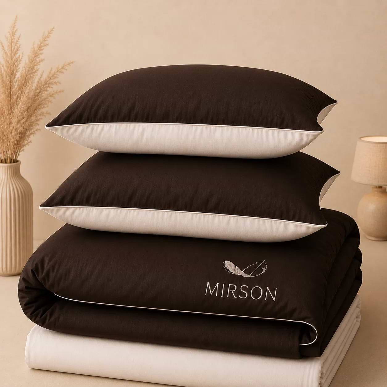 Комплект постельного белья MirSon Сатин 0001+0211 Lactic Corner 2x143x210 см (2200008711177)