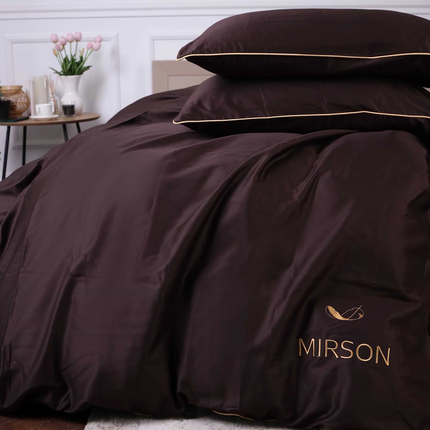 Комплект постельного белья MirSon Сатин 0211 Cacao Corner 2x143x210 см (2200008712433)