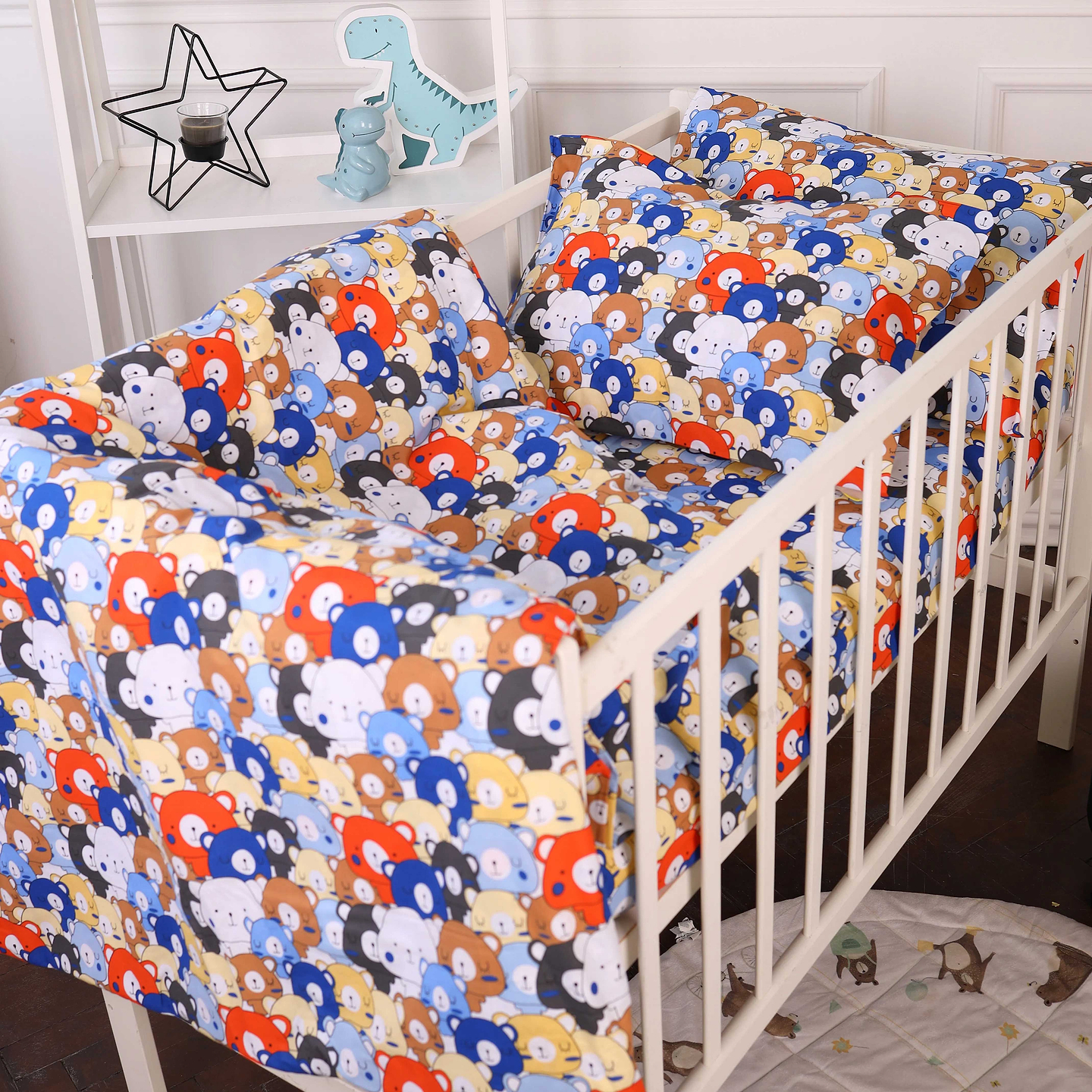 Комплект постільної білизни MirSon Бязь Kids Time 20-0032 Colored bears 143x210 см (2200009638718)