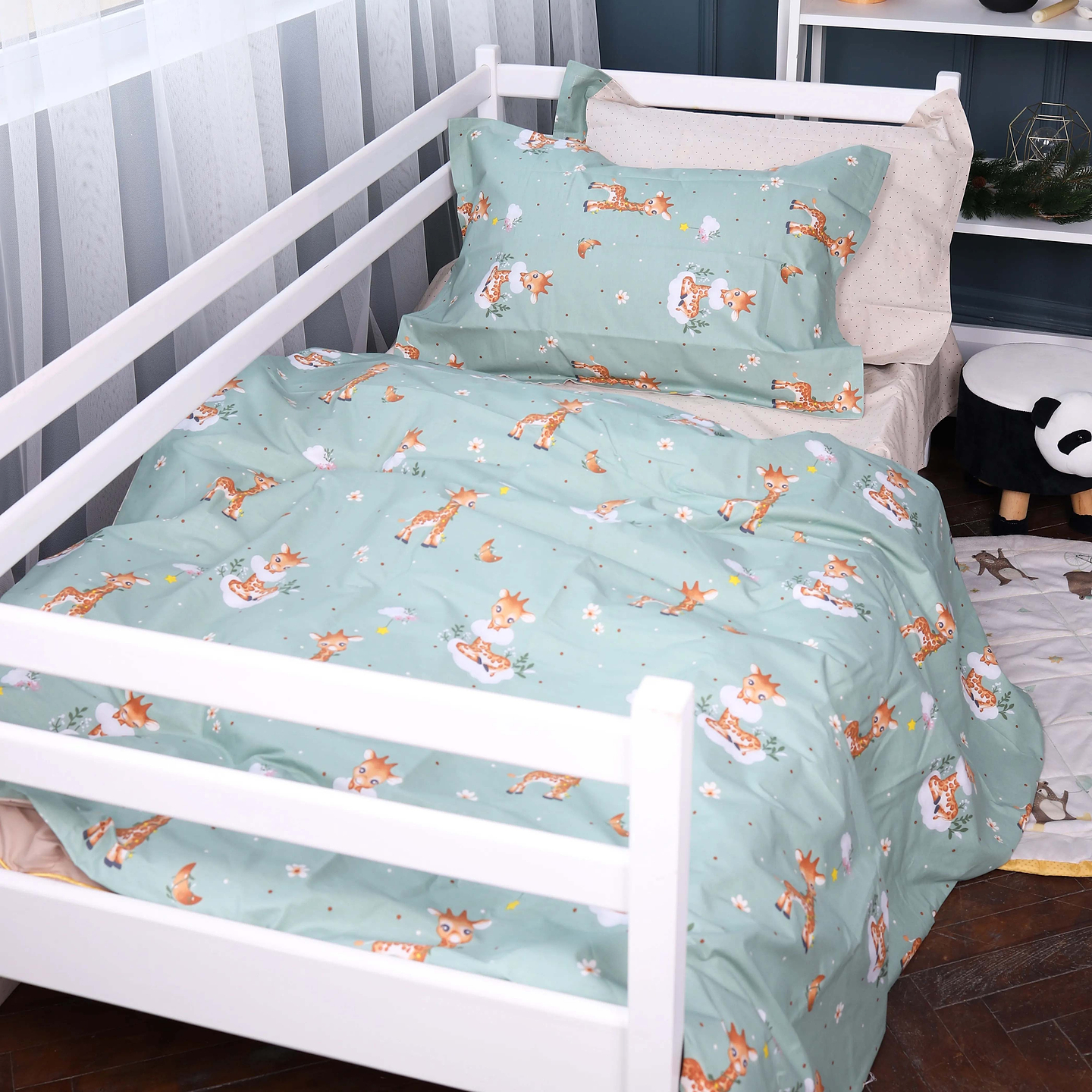 Комплект постільної білизни MirSon Poplin Line Kids 02 Giraffe 2x143x210 см (2200009711664)