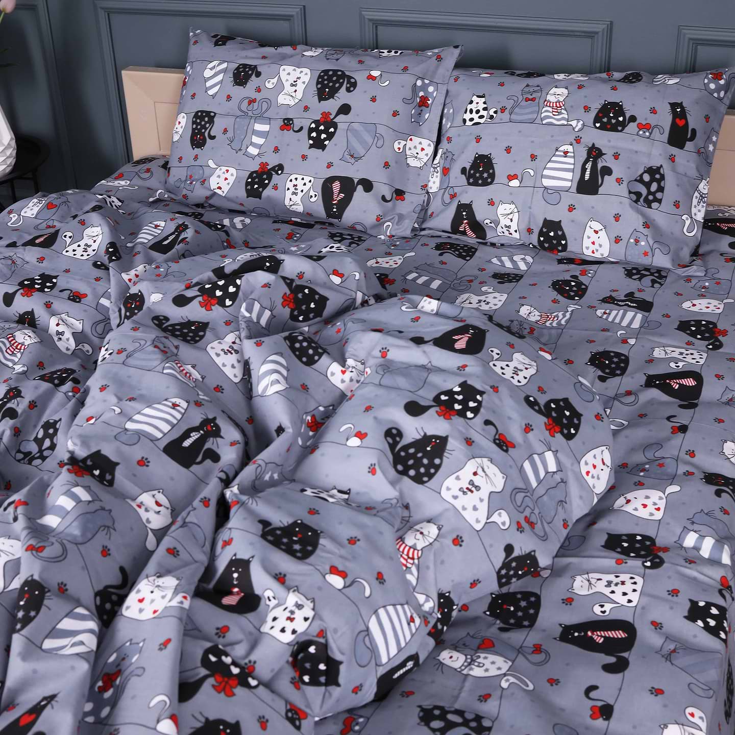 Комплект постільної білизни MirSon Бязь 17-0671 With Love, Cats 160х220 (2200010177930)
