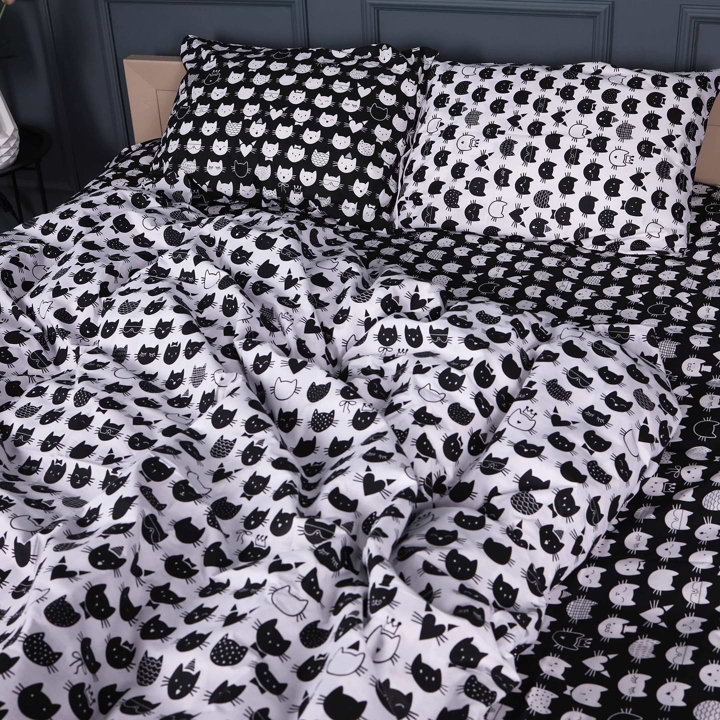 Комплект постельного белья MirSon Бязь 17-0673 Monochrome Meows 160х220 (2200010184556)