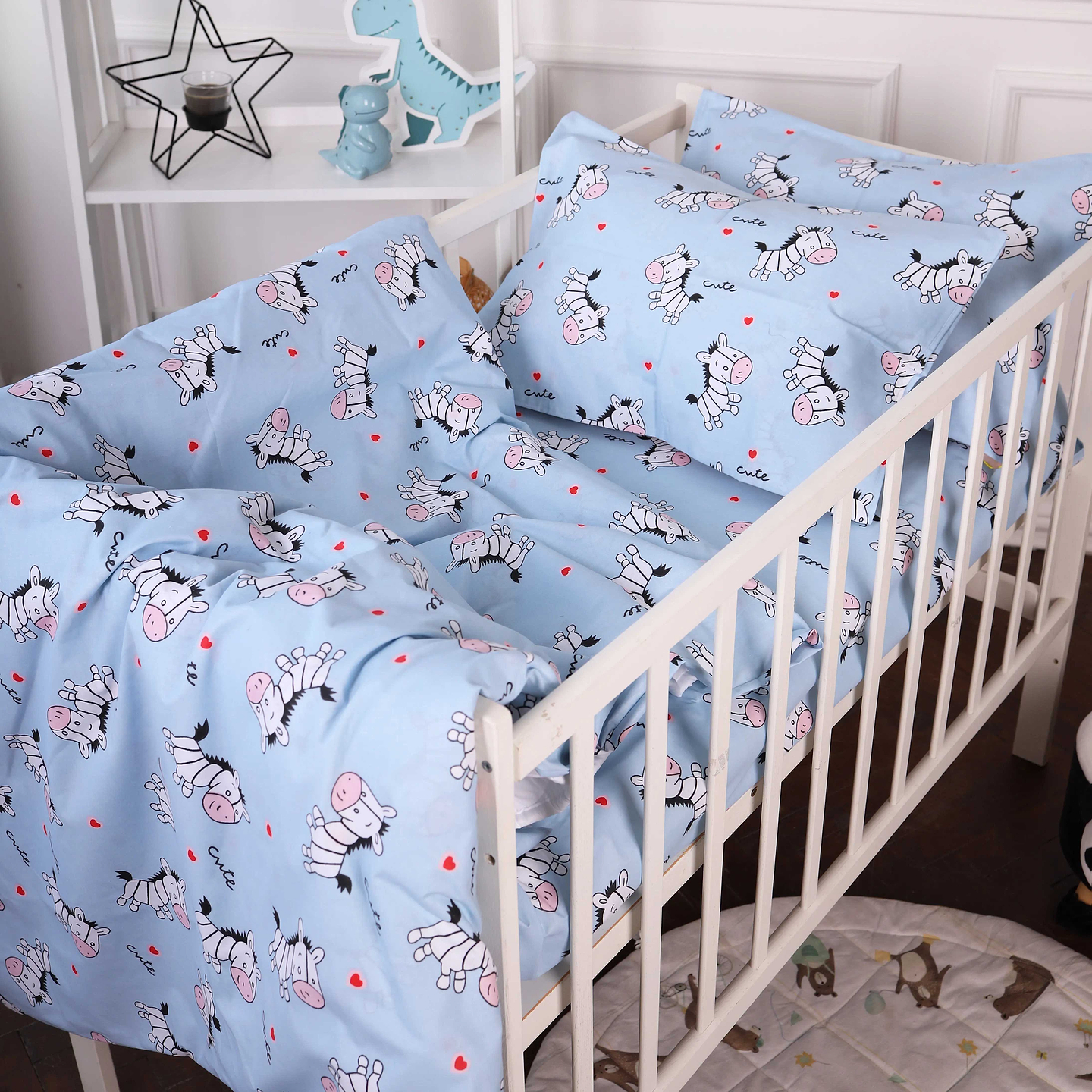 Комплект постільної білизни MirSon Бязь Kids Time 20-0037 Cute blue zebra 143x210 см (2200009639678)