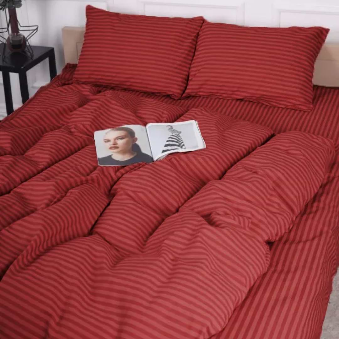 Комплект постельного белья MirSon Бязь 17-0608 Stripe Red 160х220 (2200010364941)