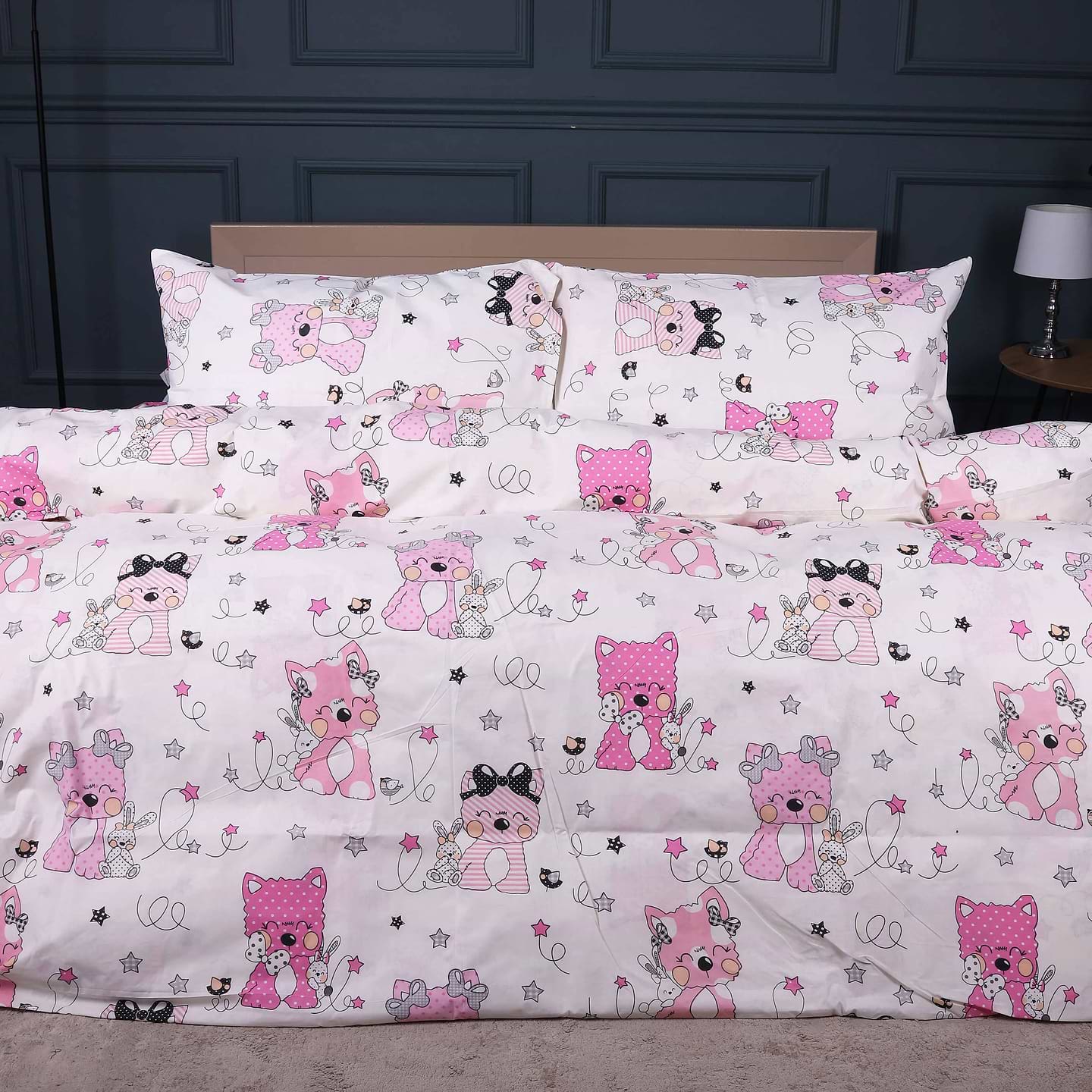 Комплект постільної білизни MirSon Бязь Kids Time 17-0776 Magic cats pink 160х220 (2200011238531)