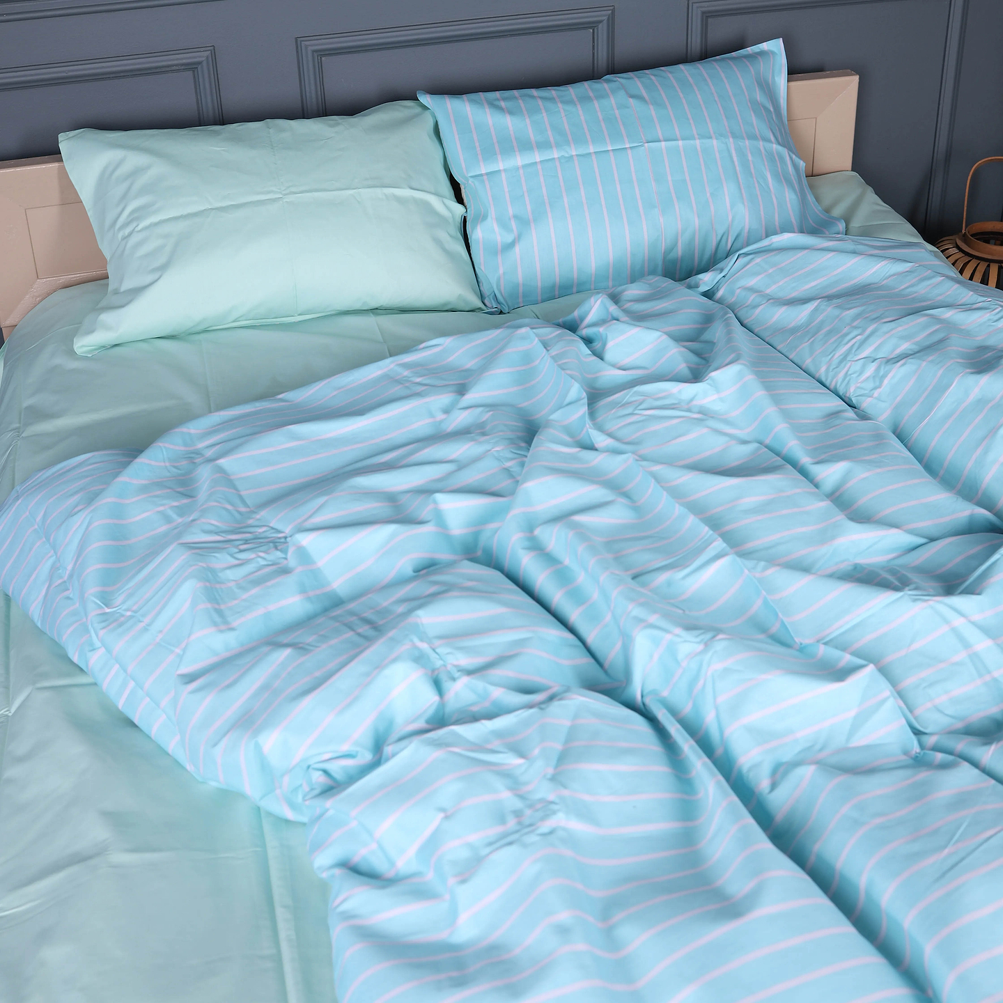 Комплект постельного белья MirSon 22-1466 Seafoam Stripe Сатин 200х220 см (2200013051459)