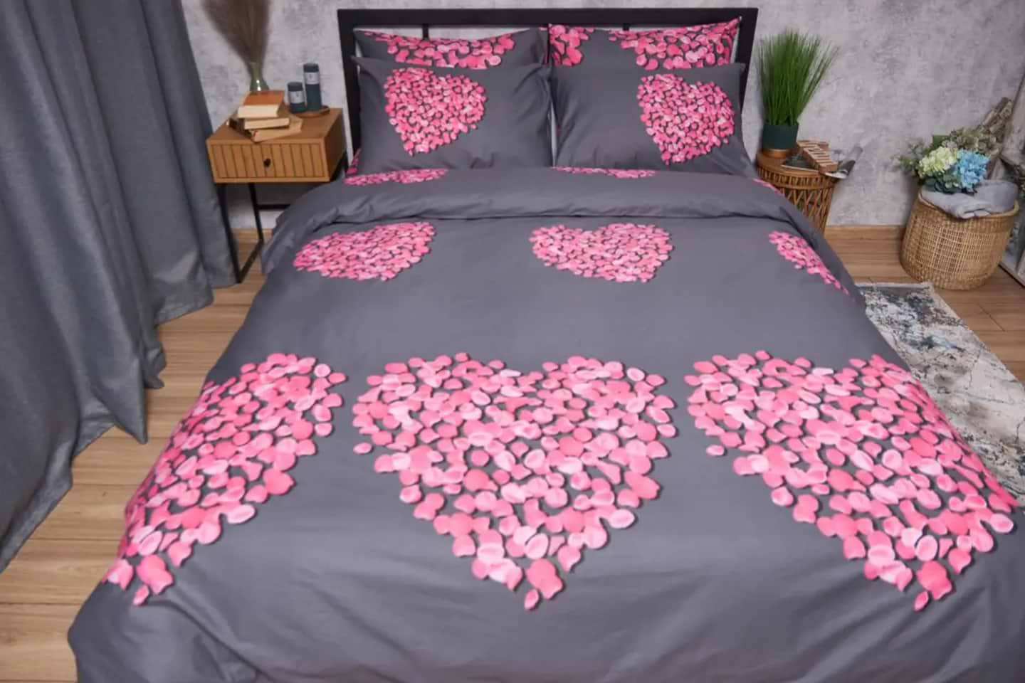 Комплект постільної білизни Moon&Star Satin Elit Rose Quartz King Size 220x240 см +нав. 4х70х70 (MS-820004449)