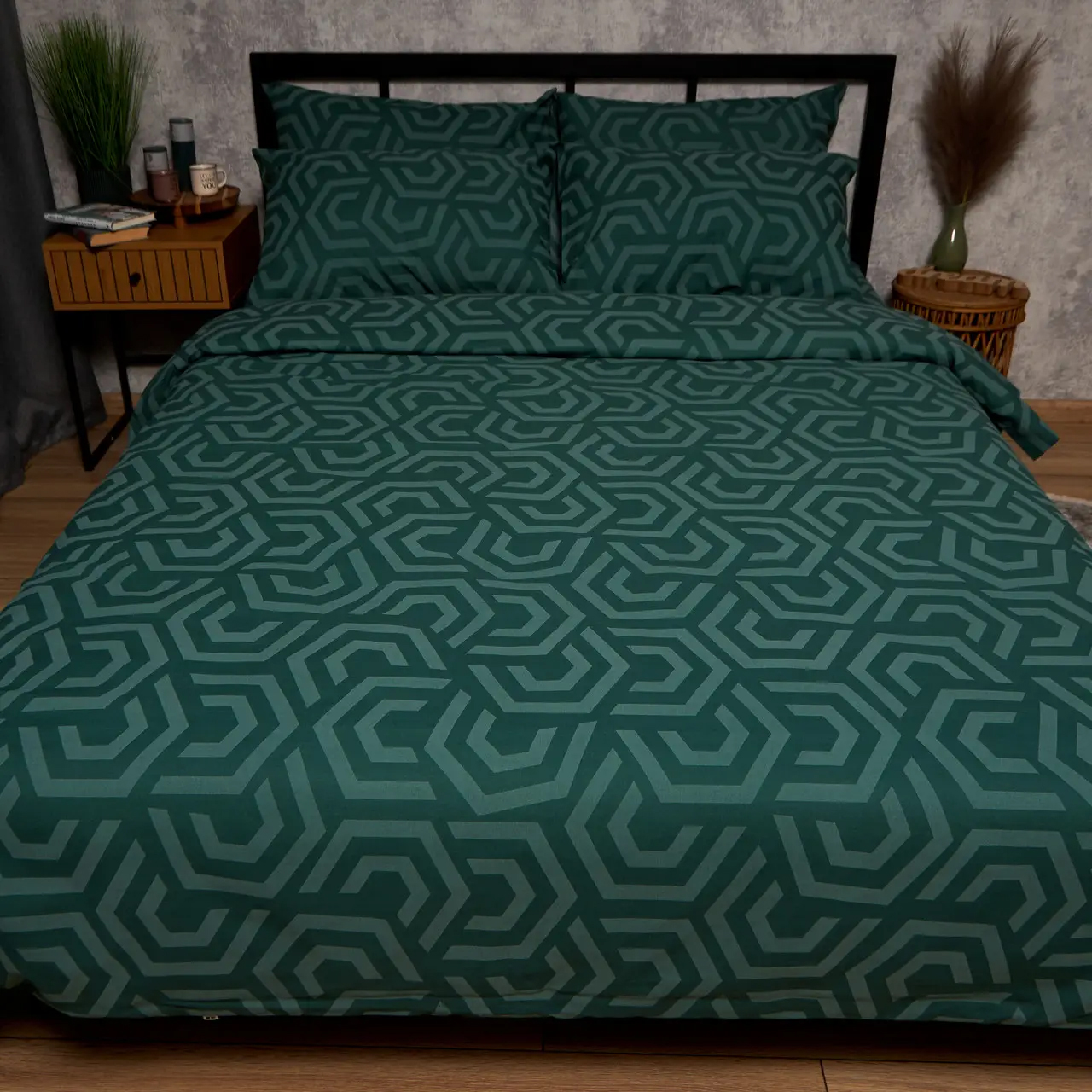 Простирадло євро Moon&Star 200х220 + 2 наволочки 50х70 Бязь Gold Люкс Emerald Maze (MS-880000187)