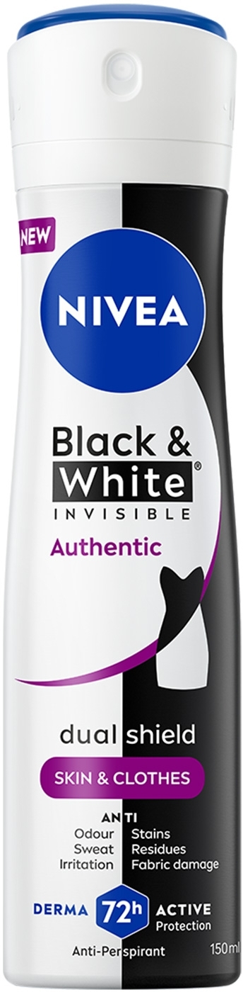 Дезодорант аерозольний NIVEA чорн та біл невид автент 150 мл (5900017107240)