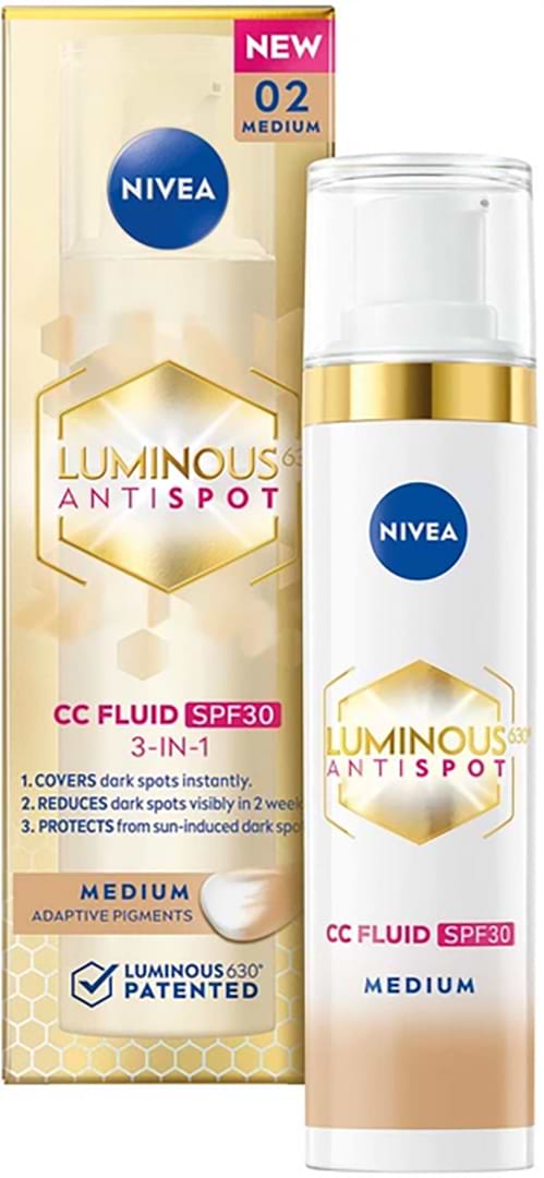Крем для обличчя NIVEA Luminous 630 флюїд тон середній 3в1 SPF 30 40 мл (9005800379661)