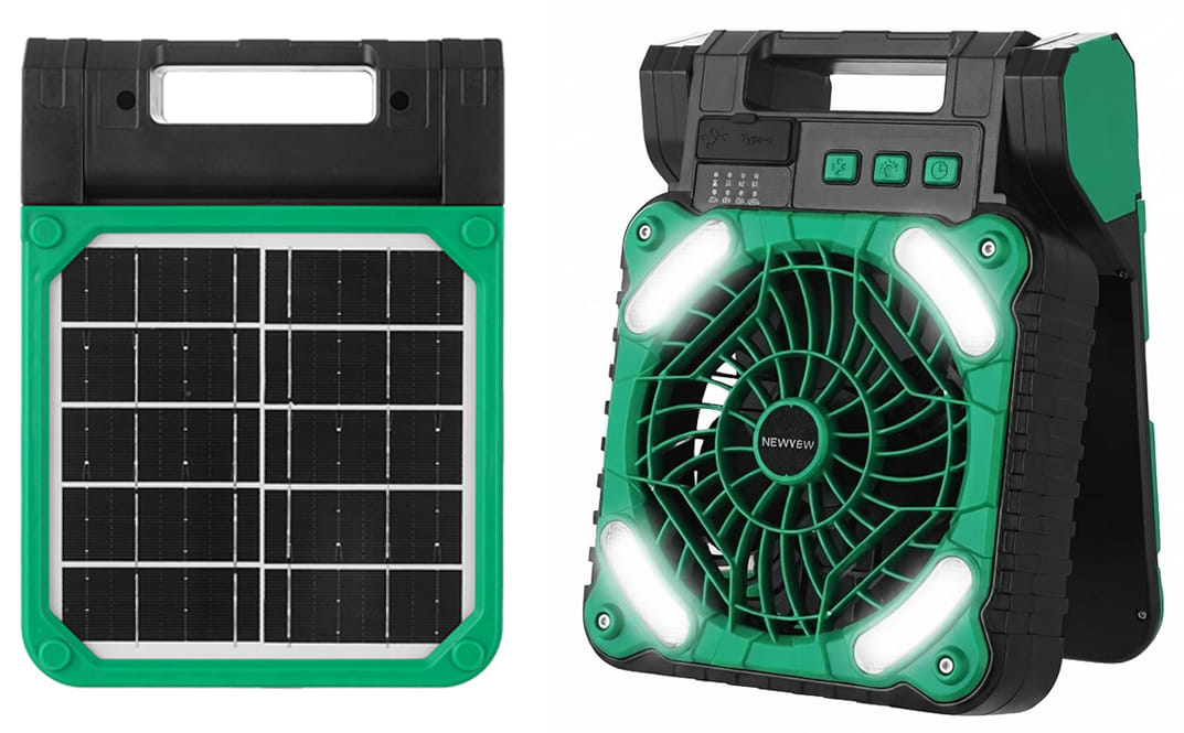 Вентилятор портативный NEWVEW NV-U01 5200mAh солнечная панель, повербанк, фонарь Black (NWVW-NV-U01-BK)