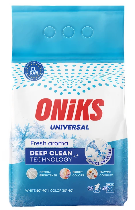 Пральний порошок ONIKS Universal Fresh Aroma безфосфатний, 2,25 кг