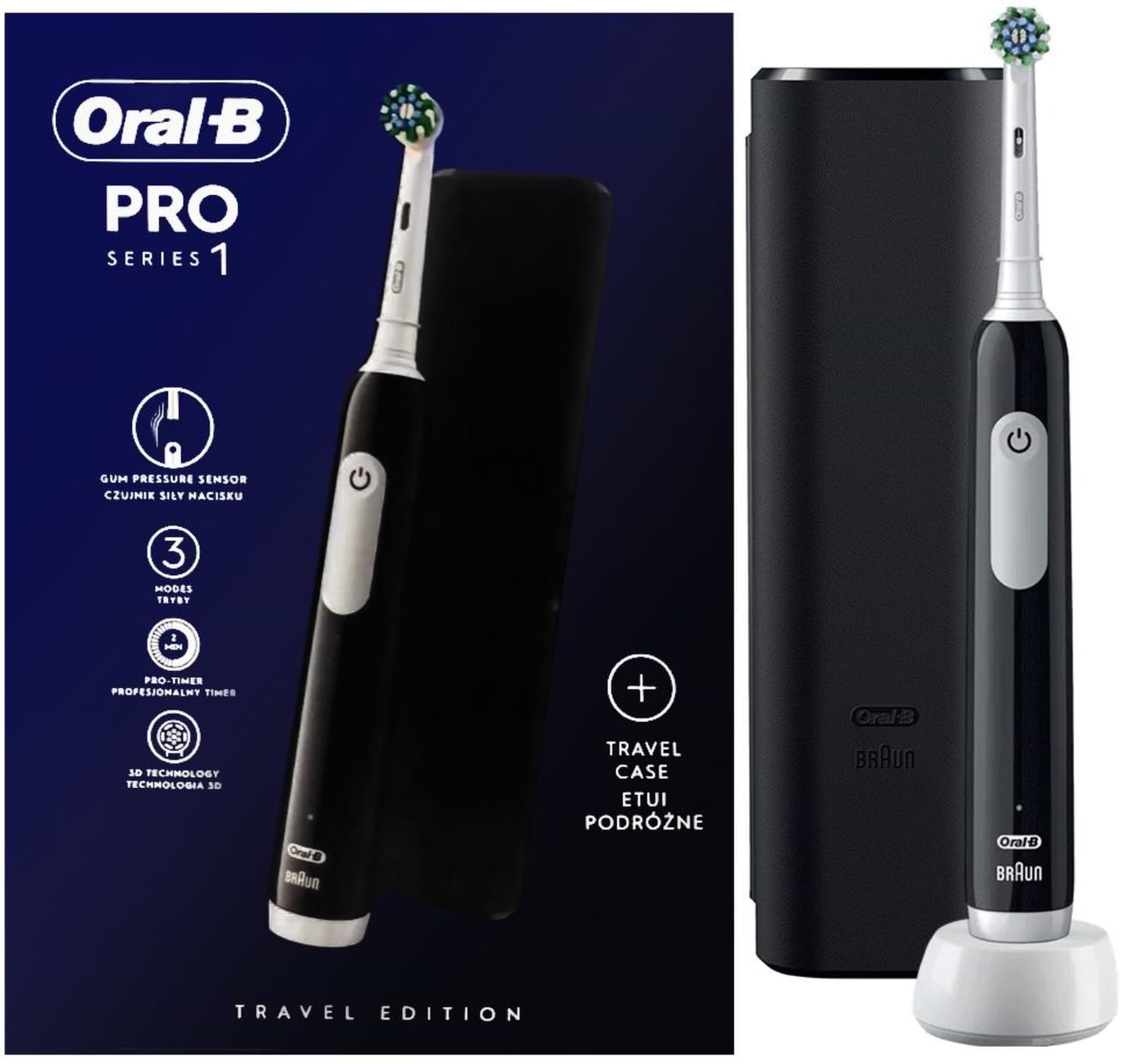 Зубная щетка электрическая Oral-B Braun Pro1 D305.513.3X CrossAction Black (8001090914415)