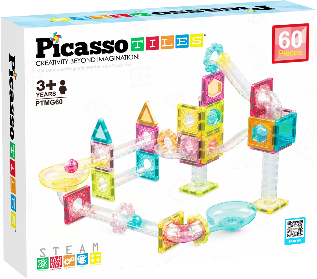 Магнітний конструктор Picasso Tiles MINI DIAMOND MARBLE RUN TRACK SET на 60 деталей (28299)