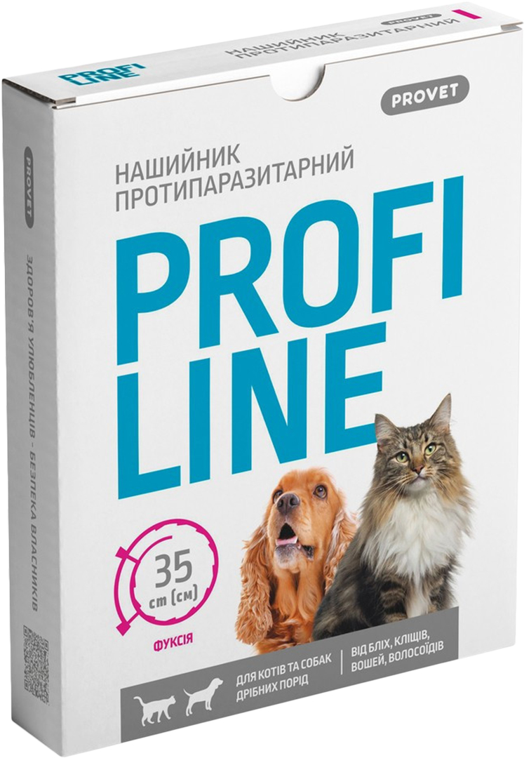 Нашийник протипаразитний для котів ProVET PROFILINE інсектоакарицид фуксія 35 см (4823082430956)