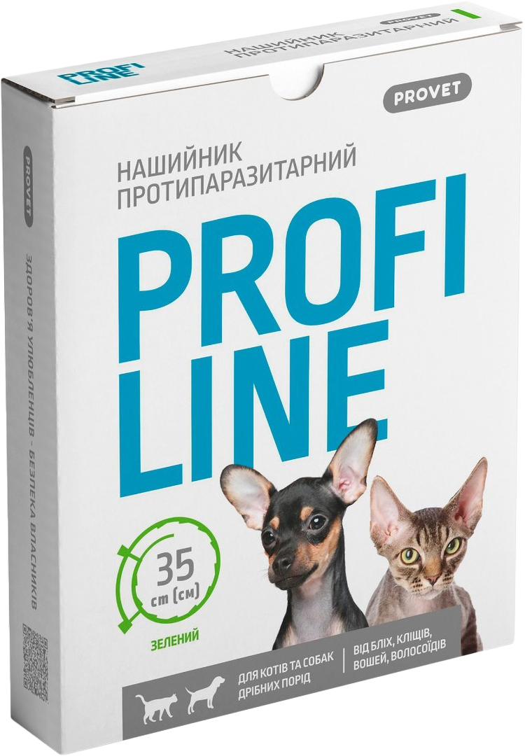 Нашийник протипаразитний для котів ProVET PROFILINE інсектоакарицид зелений 35 см (4823082430970)