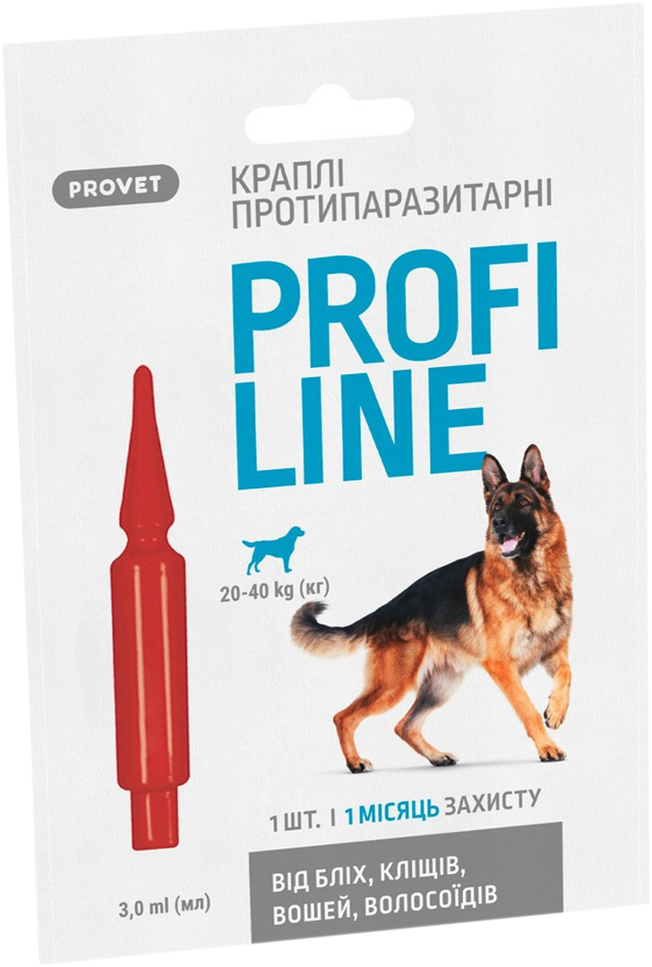 Капли для собак ProVET PROFILINE 20-40 кг инсектоакарицид 1 шт. по 3 мл (4823082431069)