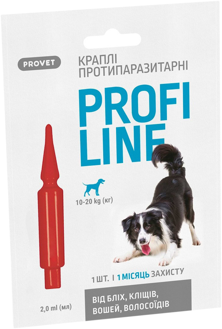 Капли для собак ProVET PROFILINE 10-20 кг инсектоакарицид 1 шт. по 2 мл (4823082431076)