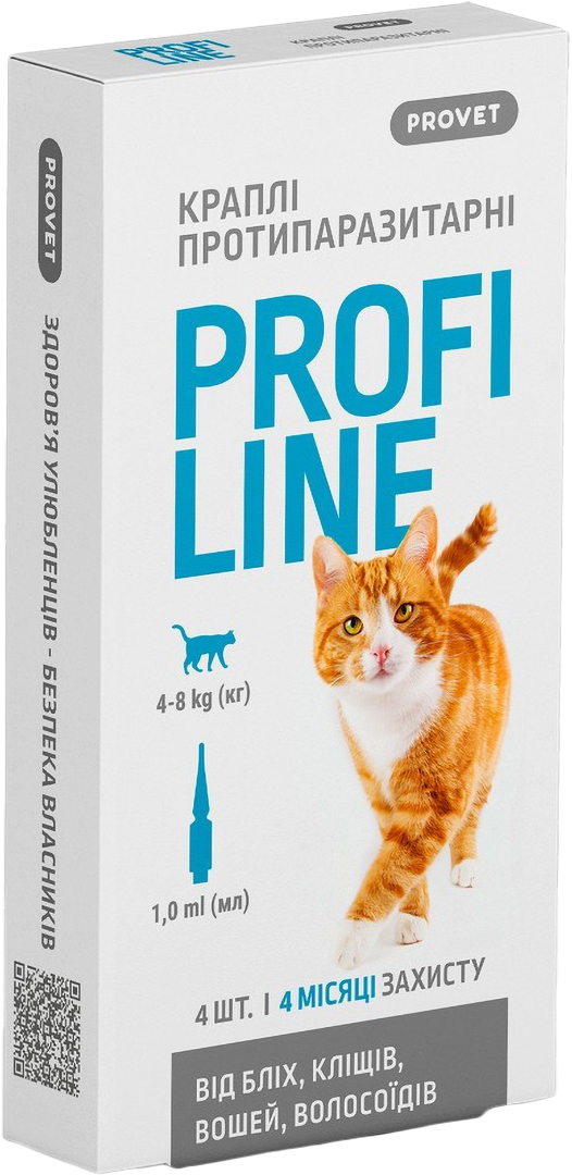 Капли для кошек ProVET PROFILINE 4-8 кг инсектоакарицид 4 шт. по 1 мл (4823082431106)