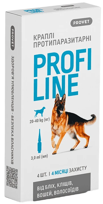 Краплі для собак ProVET PROFILINE 20-40 кг інсектоакарицид 4 шт. по 3 мл (4823082431021)