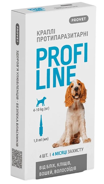 Краплі для собак ProVET PROFILINE 4-10 кг інсектоакарицид 4 шт. по 1 мл (4823082431045)