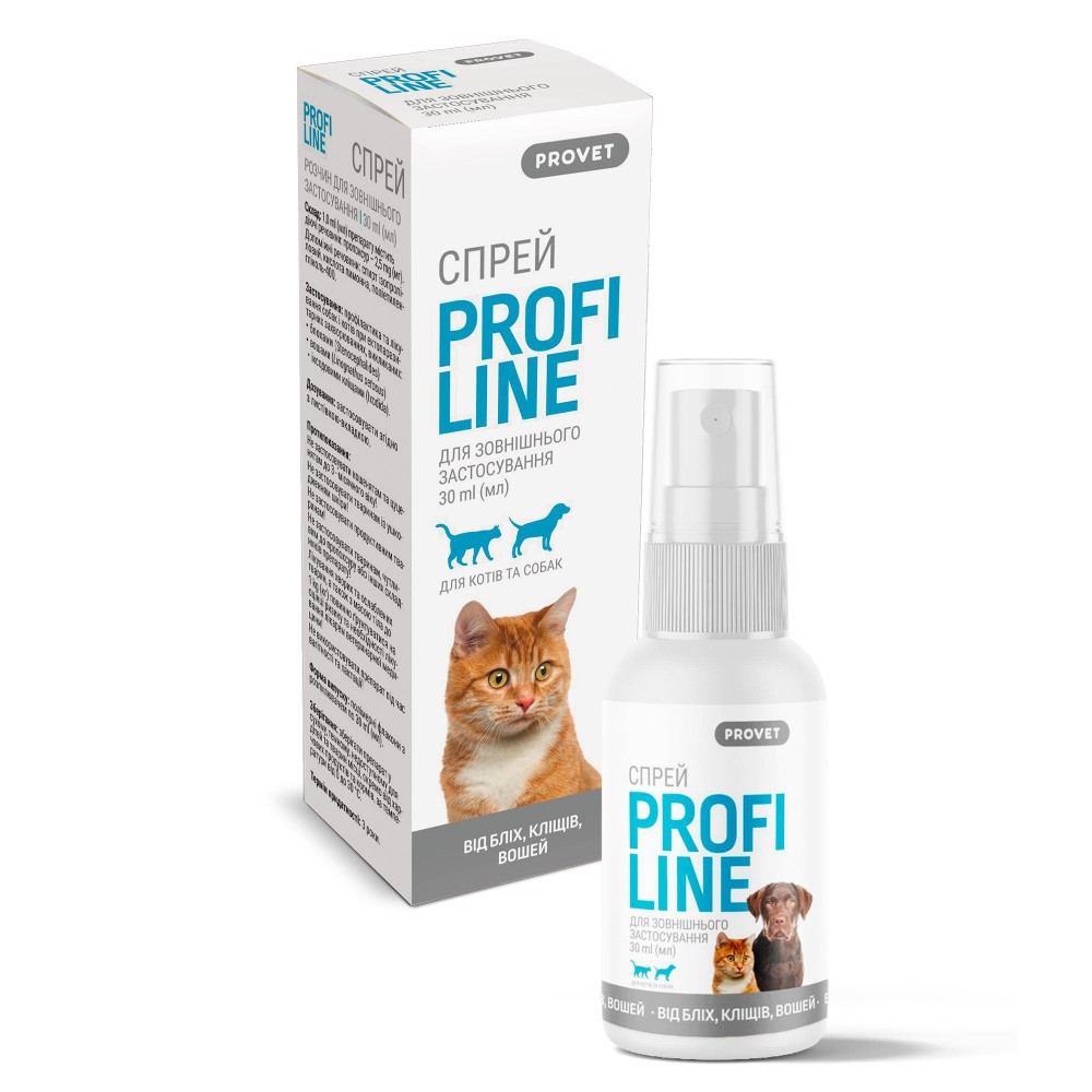 Спрей для кошек и собак ProVET PROFILINE инсектоакарицид 30 мл (4823082430864)