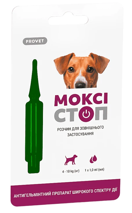 Капли для собак ProVET МОКСИСТОП от 4-10 кг антигельминтный препарат на холке 1 шт. 1 мл (4823082419180)