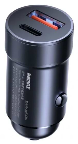 Автомобильное зарядное устройство Remax 3A 1A+1C RCC361 Black (6972174151595)
