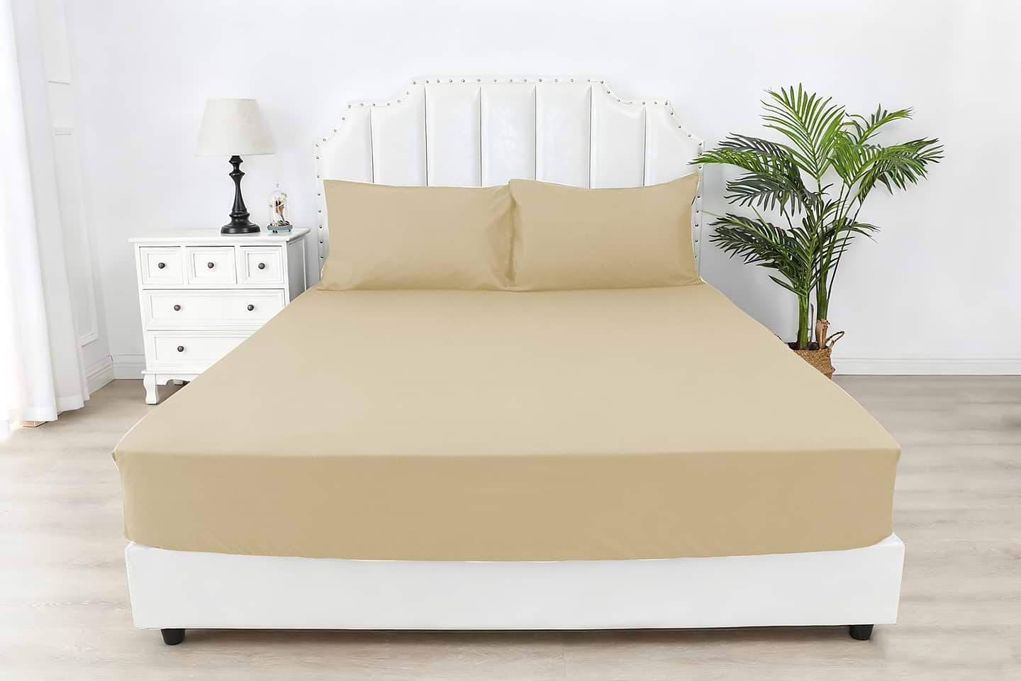 Простынь двуспальная SOHO на гумці 180х200+25см Beige (03-BT-1322-Beige)