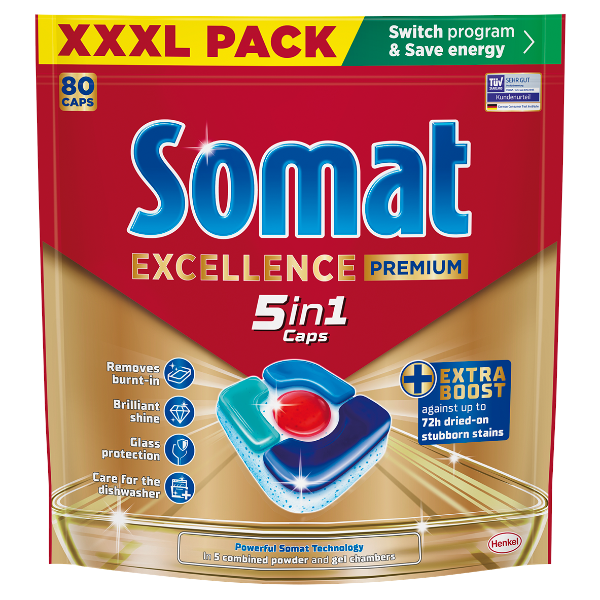 Таблетка для посудомийної машини Somat Экселенс 5-в-1, 80 шт.