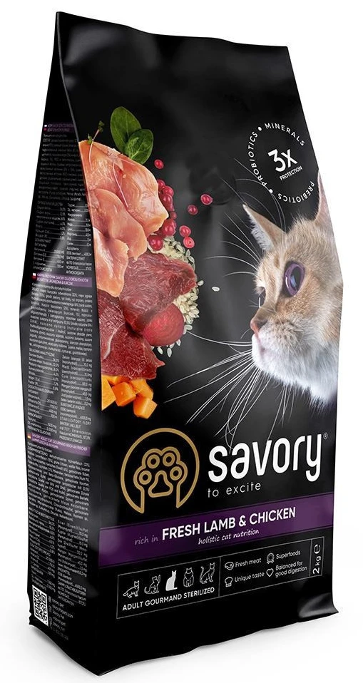 Сухий корм для котів Savory Adult Cat Steril Fresh Lamb and Chicken для стерилізованих з ягнятиною та куркою 2 кг (4820232630112)