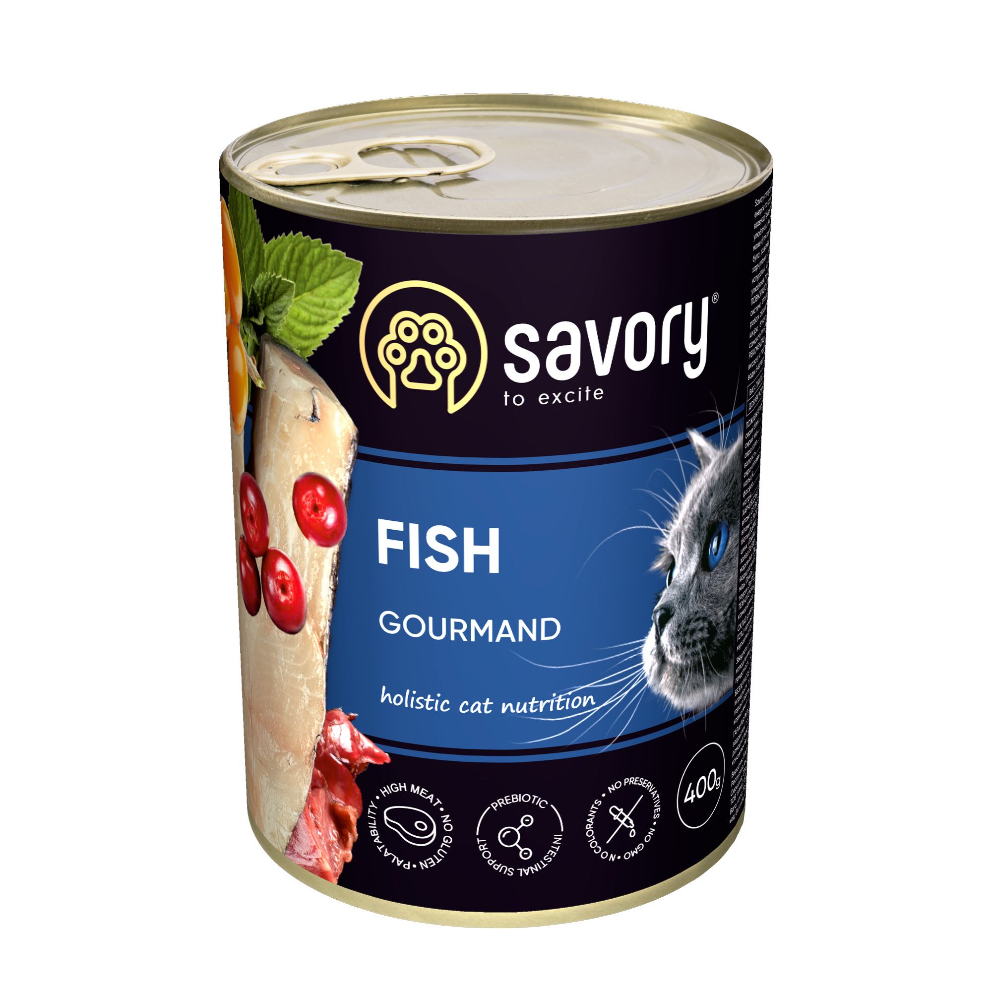 Влажный корм для кошек Savory Cat Can Adult Fish 400 г (4820232630655)