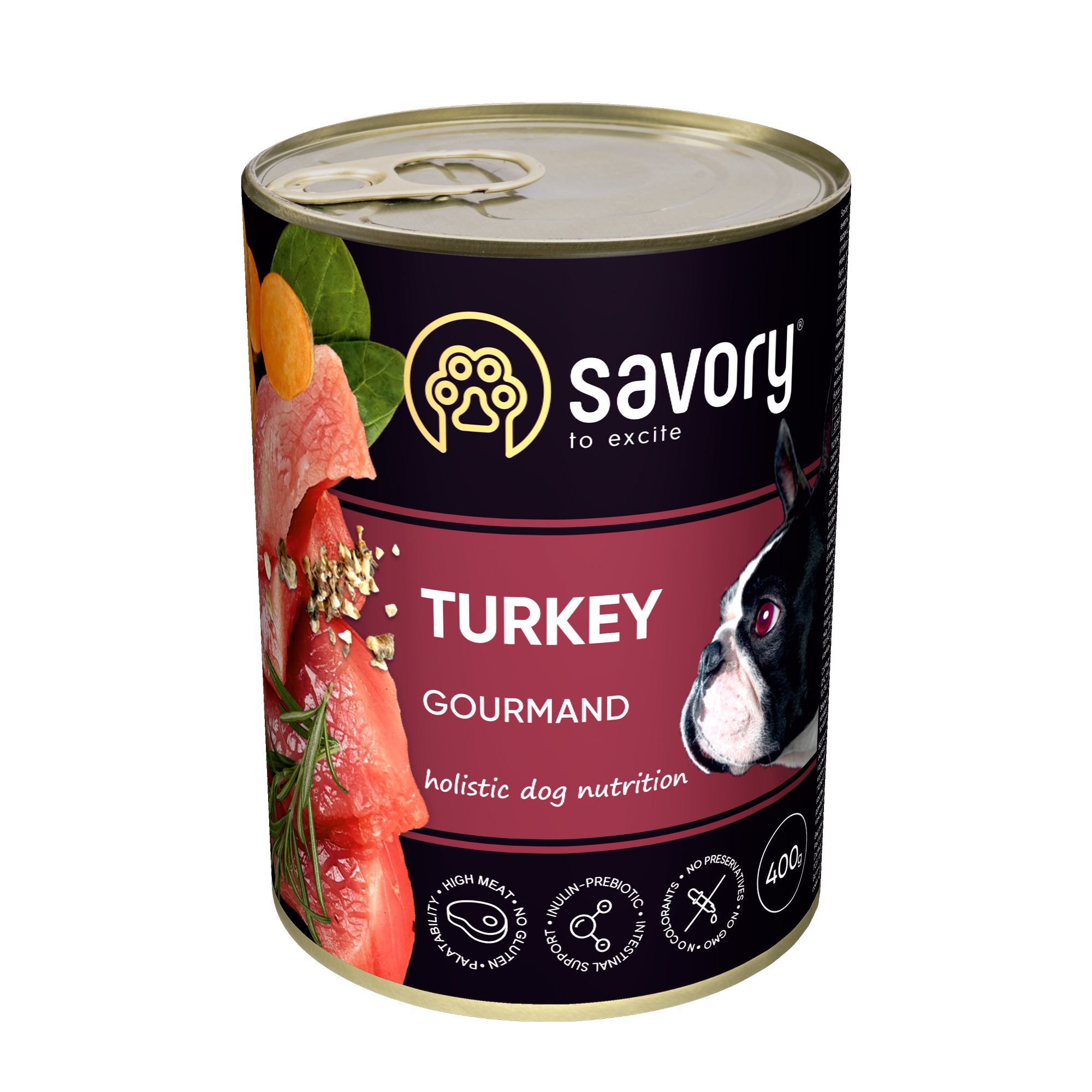 Вологий корм для собак Savory Dog Gourmand Turkey 400 г (4820232630518)