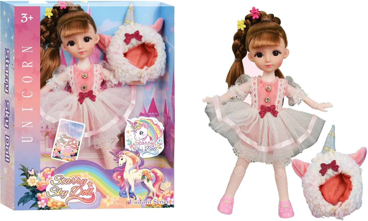 Кукла Starry Sky в костюме единорога с красным бантом 30 см (SK140)