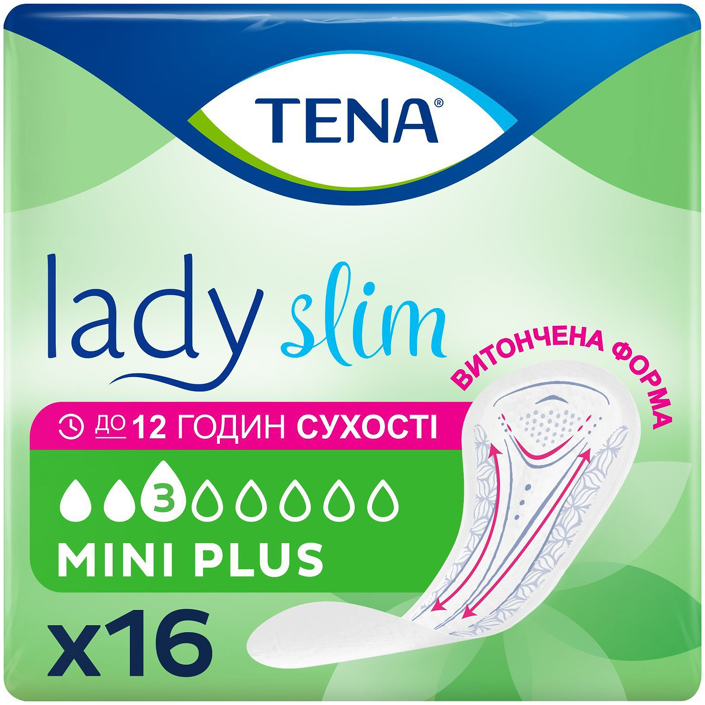 Прокладки урологические для женщин Tena Lady Slim Mini Plus 16 шт. (7322540852868)