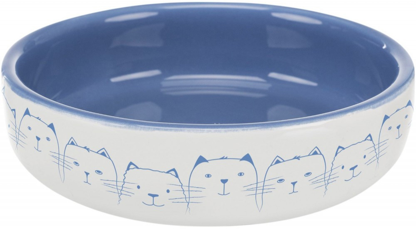 Миска для животных Trixie для кошек короткомордых пород Hello my little cat синяя/белая 15 см 300 мл (4011905247700)