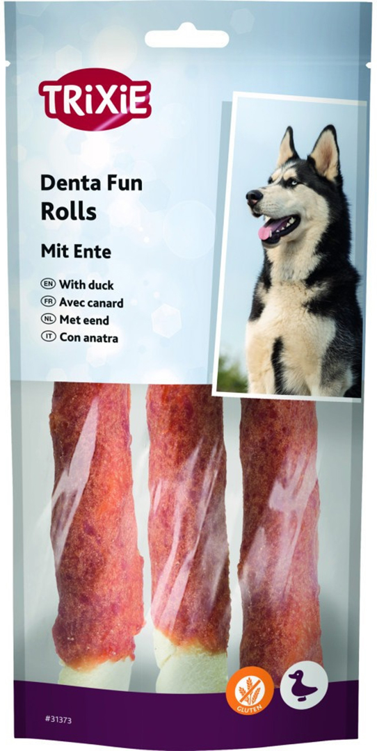 Ласощі для собак Trixie Denta Fun Rolls with Duck Паличка для чищення зубів з качкою 17 см 140 г 3 шт. (4011905313733)