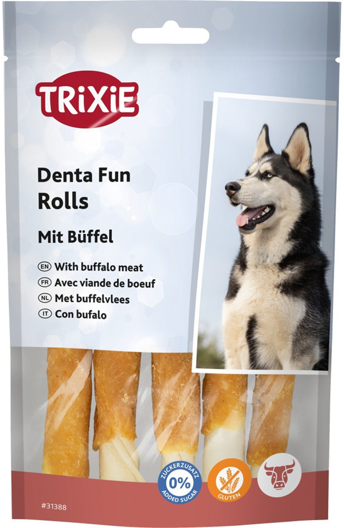 Ласощі для собак Trixie Denta Fun Rolls with Buffalo Паличка для чищення зубів з м’ясом буйвола 12 см 70 г 5 шт. (4011905313887)