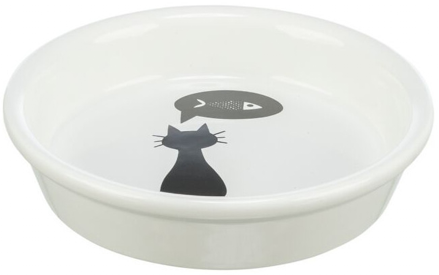Миска для животных Trixie для кошек белая с черным котиком 250 мл d-13 см (4047974244999)