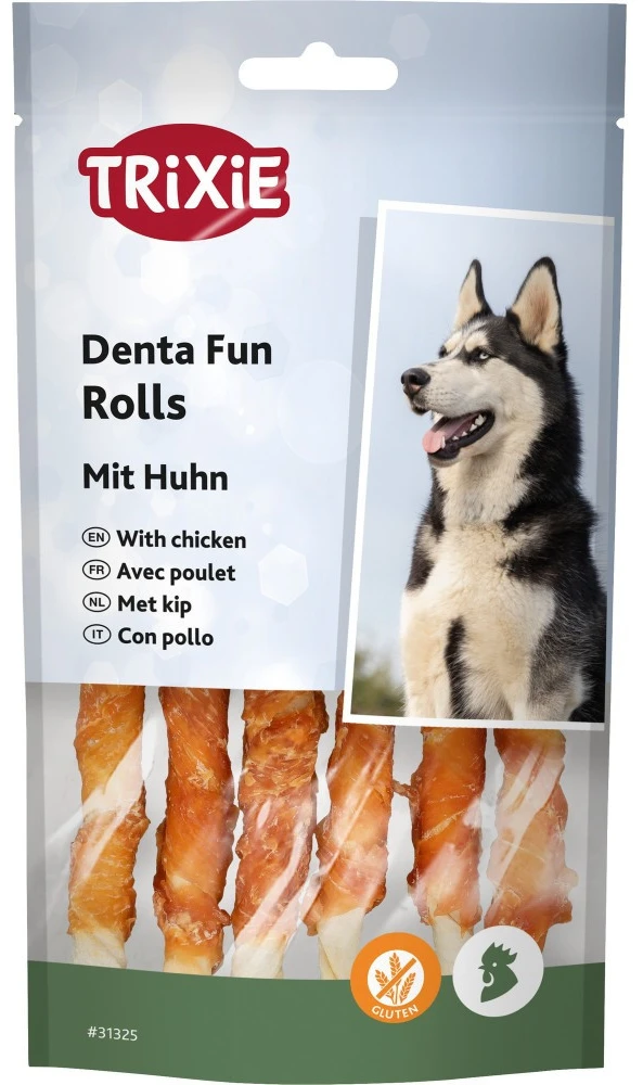 Ласощі для собак Trixie Denta Fun Chewing Rolls для чищення зубів з куркою 70 г 6 шт. (4011905313252)
