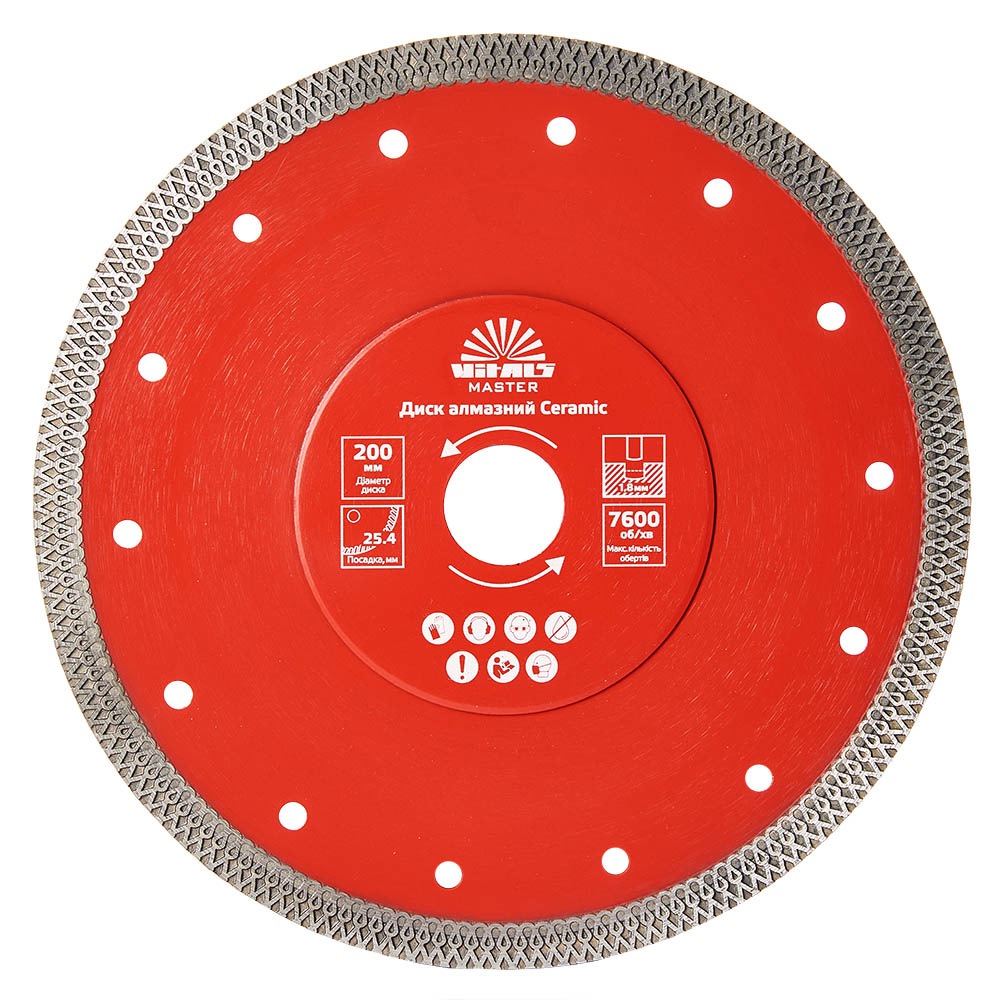 Диск алмазный VITALS Master Ceramic 200х1.8х25.4/22.2х10 мм (168110)