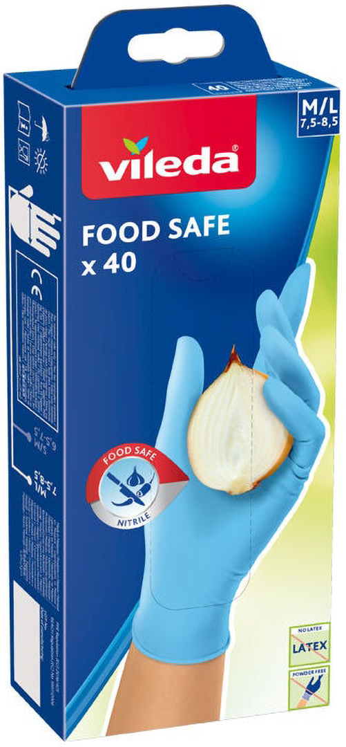 Рукавички нітрілові Vileda Food Safe 40 шт. розмір M/L (4023103235366)